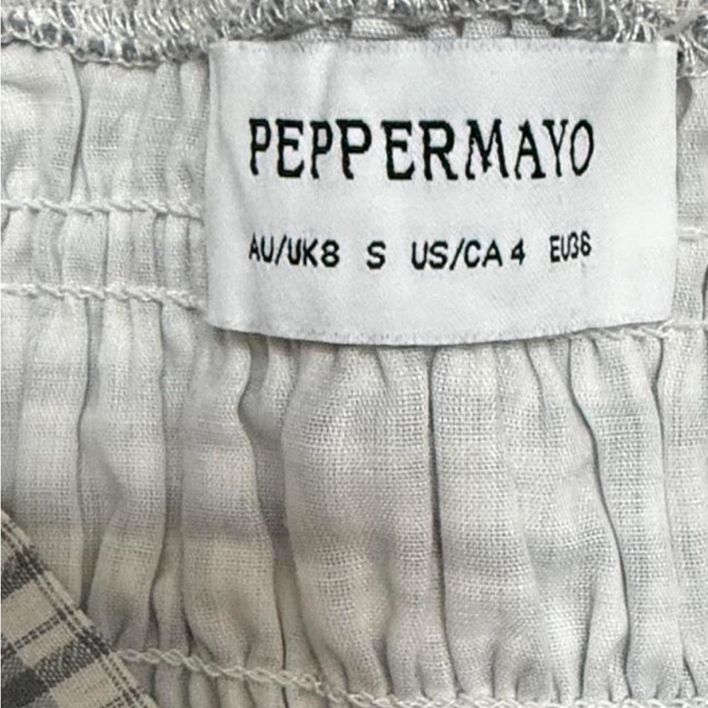 Peppermayo White & Light Gray Smocked Plaid Mini Dress - Picture 3 of 4